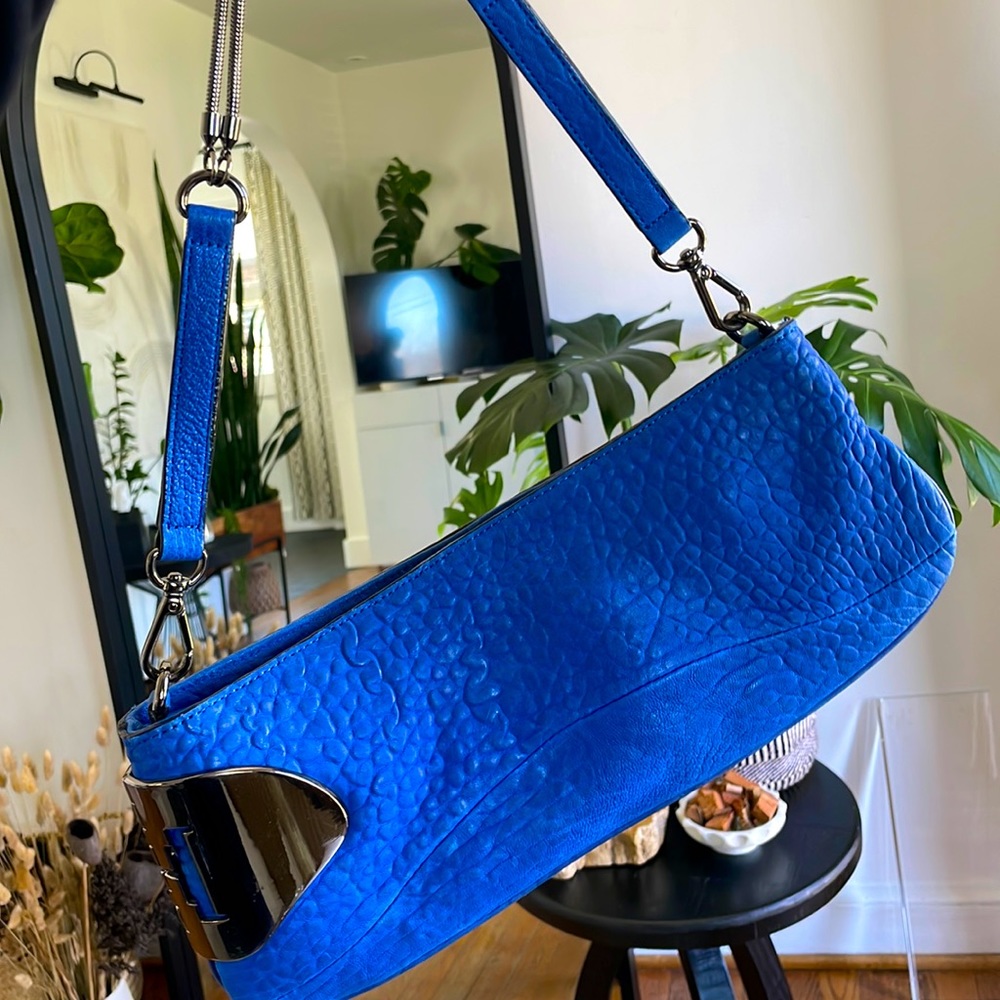 Cobalt Blue Halston Heritage Luxurious Baguette Bag